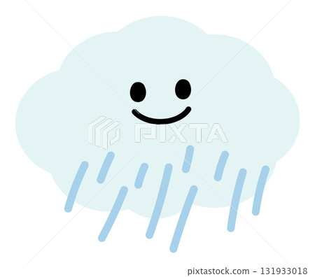 Illustration of happy blue cloud and rain for rainy season, sticker, weather, temperature, nature, garden, sky, rain sign, symbol, cute element, decoration, cute patch, brooch, pin, fabric print, icon 131933018