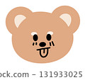 Illustration of teddy bear tongue out expression for cartoon character, comic, pet shop, vet, emoji, mood, emotion, emotion, feeling, zoo, souvenir shop, pin, animal brooch, sticker, icon, face shape 131933025
