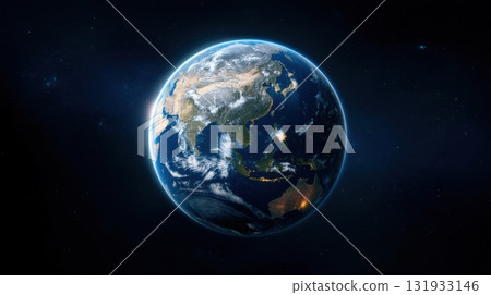 Beautiful view of Earth from space highlighting the continents and oceans during daylight hours Beautiful view of Earth from space highlighting the continents and oceans during daylight hours 131933146
