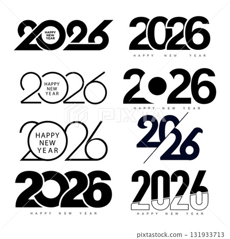 Modern Happy New Year 2026 logo design collection. Vector 131933713