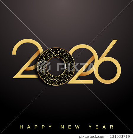 Luxury Happy New Year 2026 with elegant 3D golden typography. Vector Luxury Happy New Year 2026 with elegant 3D golden typography. Vector 131933719