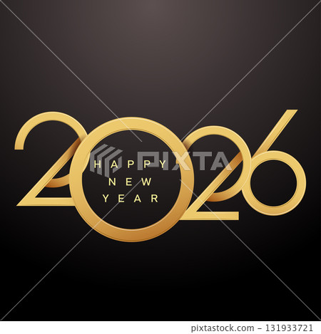 Luxury Happy New Year 2026 with elegant 3D golden typography. Vector Luxury Happy New Year 2026 with elegant 3D golden typography. Vector 131933721