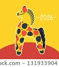 Red fire horse as a symbol year 2026. Clay toy 131933904