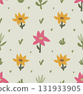 Cute Ditsy Floral Seamless Pattern. Yellow, pink 131933905