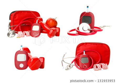 Diabetes tools and healthy food collection, isolated, PNG Diabetes tools and healthy food collection, isolated, PNG 131933953