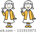 Pointing girl, whole body, vector (orange) 131933973
