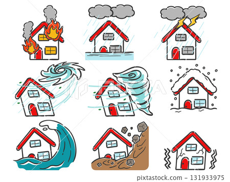 Housing damage illustration set vector 131933975