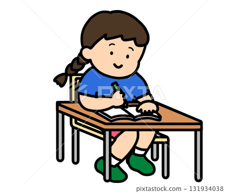 Asian girl writing in a notebook 131934038