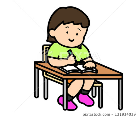 Asian girl writing in a notebook Asian girl writing in a notebook 131934039