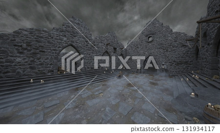 庭院裡有一尊尼姑雕像 庭院裡有一尊尼姑雕像 131934117