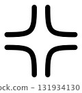 A simple illustration of a black anger mark used in manga and anime 131934130