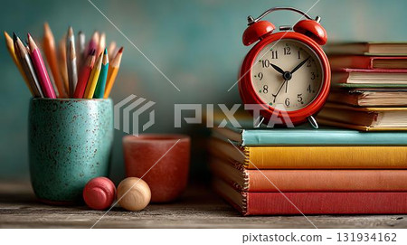 school supplies on wooden table school supplies on wooden table 131934162