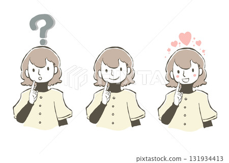 Illustration set of a thinking woman 131934413