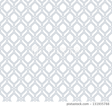 The geometric pattern with wavy lines. Seamless vector background. White and gray texture. Simple lattice graphic design The geometric pattern with wavy lines. Seamless vector background. White and gray texture. Simple lattice graphic design 131935788