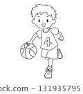 Boy playing basketball line drawing 131935795