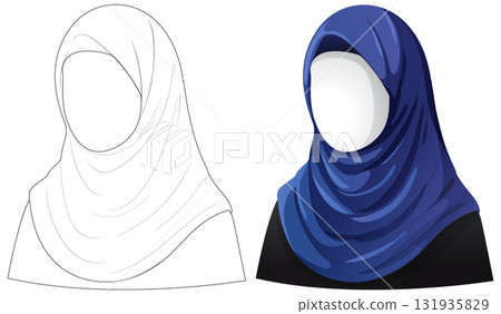 Vector Illustration of Woman Wearing Blue Hijab Vector Illustration of Woman Wearing Blue Hijab 131935829