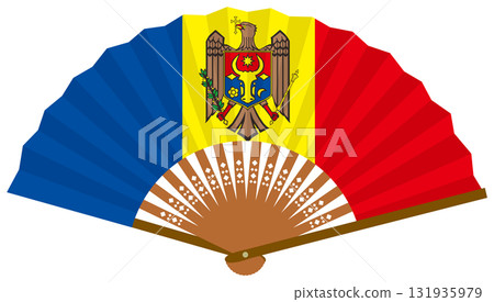 帶有摩爾多瓦國旗圖案的折扇 131935979