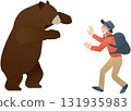 A scared man is attacked by a bear 131935983