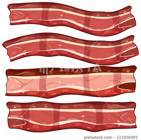 Four Strips of Cooked Bacon Vector Illustration 131936005