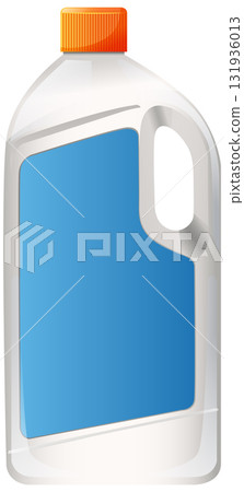 Plastic Cleaner Bottle with Blue Label and Orange Cap Plastic Cleaner Bottle with Blue Label and Orange Cap 131936013