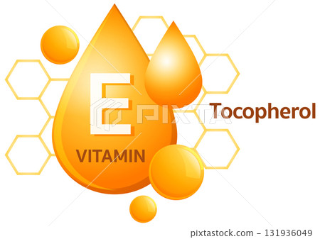 Vitamin E Tocopherol Molecule Drops Vector Illustration 131936049