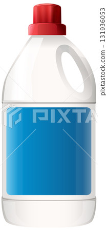 Plastic Cleaner Bottle with Red Cap and Blue Label 131936053