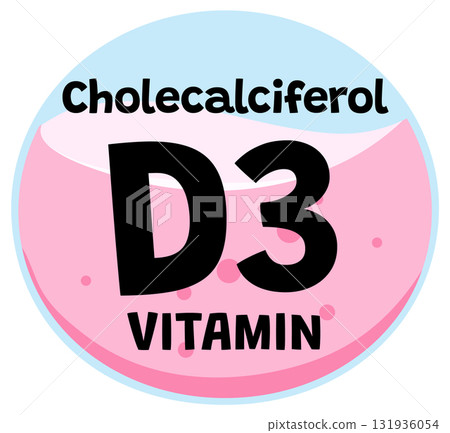 Vitamin D3 Cholecalciferol Icon in Flat Vector Style Vitamin D3 Cholecalciferol Icon in Flat Vector Style 131936054