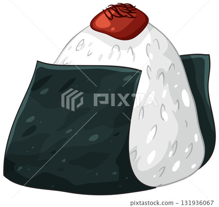 Japanese Onigiri Rice Ball with Seaweed and Umeboshi 131936067