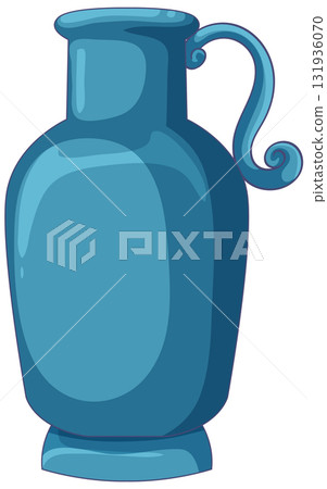 Blue Ceramic Middle Eastern Jug with Curved Handle Blue Ceramic Middle Eastern Jug with Curved Handle 131936070