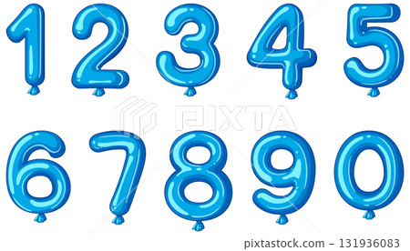 Blue Balloon Numbers Vector Illustration 131936083