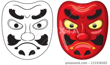 Traditional Japanese Red Tengu Mask Vector Illustration 131936085