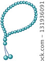 Blue Prayer Beads String with Tassel Vector Illustration 131936091