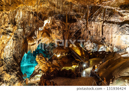 Mira de Aire Caves, Grutas de Mira de Aire at Leiria, Portugal. A set of limestone caves in Porto de Mos Mira de Aire Caves, Grutas de Mira de Aire at Leiria, Portugal. A set of limestone caves in Porto de Mos 131936424