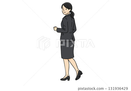 向前走的女商人（全身，簡單的顏色） 131936429