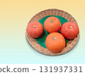 top view four pumpkins placed on green banana leaves in a basket on a gradient green and yellow background, food, fresh, vegetable, nature, copy space 131937331