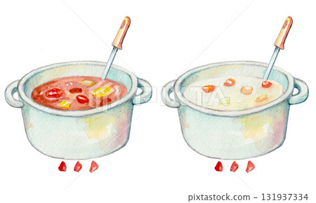 Watercolor curry and stew 131937334