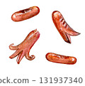 Sausage painted in watercolor 131937340