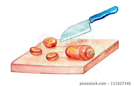 Carrots painted in watercolor 131937346