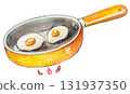 fried egg painted by watercolor 131937350