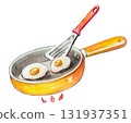fried egg painted by watercolor 131937351