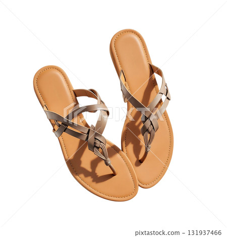 Elegant tan leather sandals, perfect for summer fashion and stylish comfort, adding a touch of sophistication to any outfit for vacation vibes 131937466