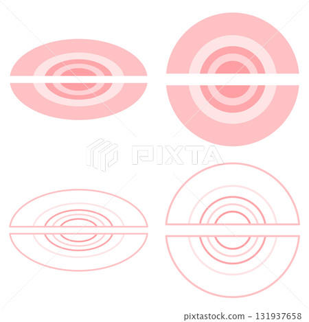 A cute and pop design set made with a combination of pink semicircles and lines A cute and pop design set made with a combination of pink semicircles and lines 131937658