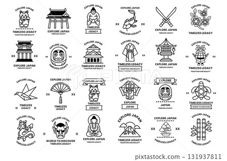 A collection of Japanese symbols and designs 131937811