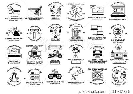A collection of icons and symbols that represent various concepts and ideas 131937836