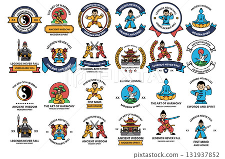 A collection of black and white images of children in various martial arts poses A collection of black and white images of children in various martial arts poses 131937852