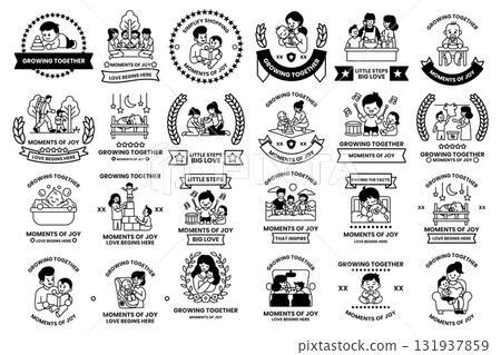 A collection of images of children and adults, some of which are holding hands 131937859