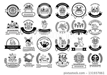 A collection of black and white symbols and shapes 131937861