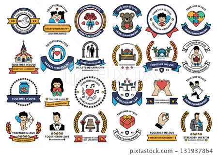 A collection of black and white symbols and shapes 131937864