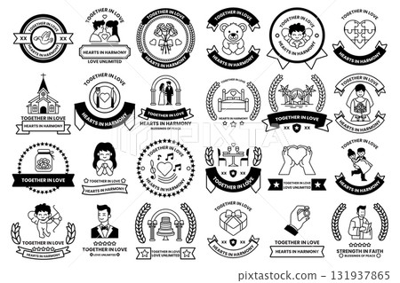 A collection of black and white symbols and shapes 131937865