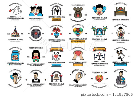 A collection of images with the words "Together in Love" written below them 131937866